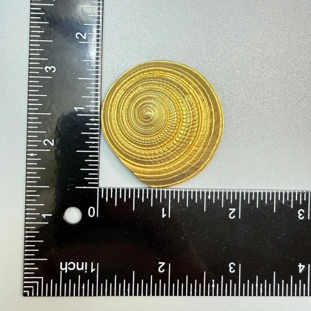 Vintage Gold Spiral Shell Brooch 1.5